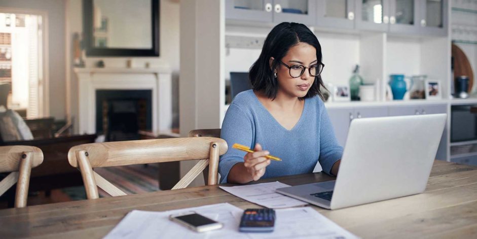 woman working at home