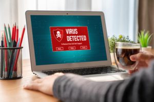 virus warning alert computer screen detected